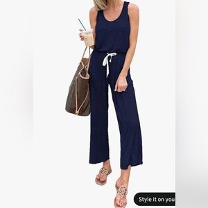 Elegant Navy Women's Wide Leg Jumpsuit